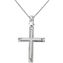 Λευκόχρυσος βαπτιστικός σταυρός Κ9 με αλυσίδα